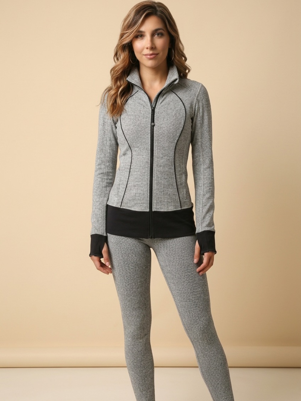 lululemon athletica Gray Zip Jacket & Leggings Set